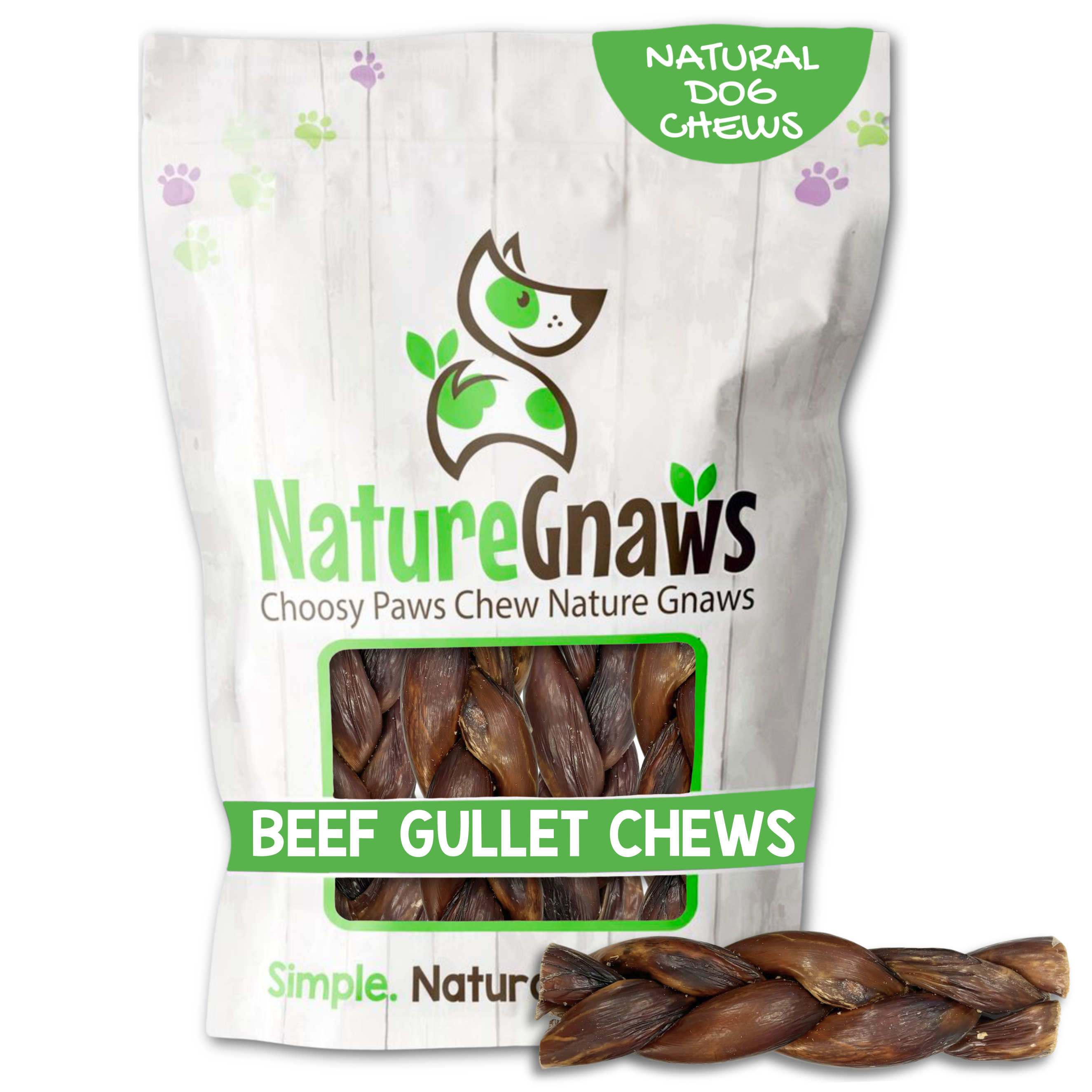 リロード3枚セット グリーヴァthe Muzzle gulu gulu Braided Beef Gullet Chews | Natural Dog Chew Treats | Nature Gnaws