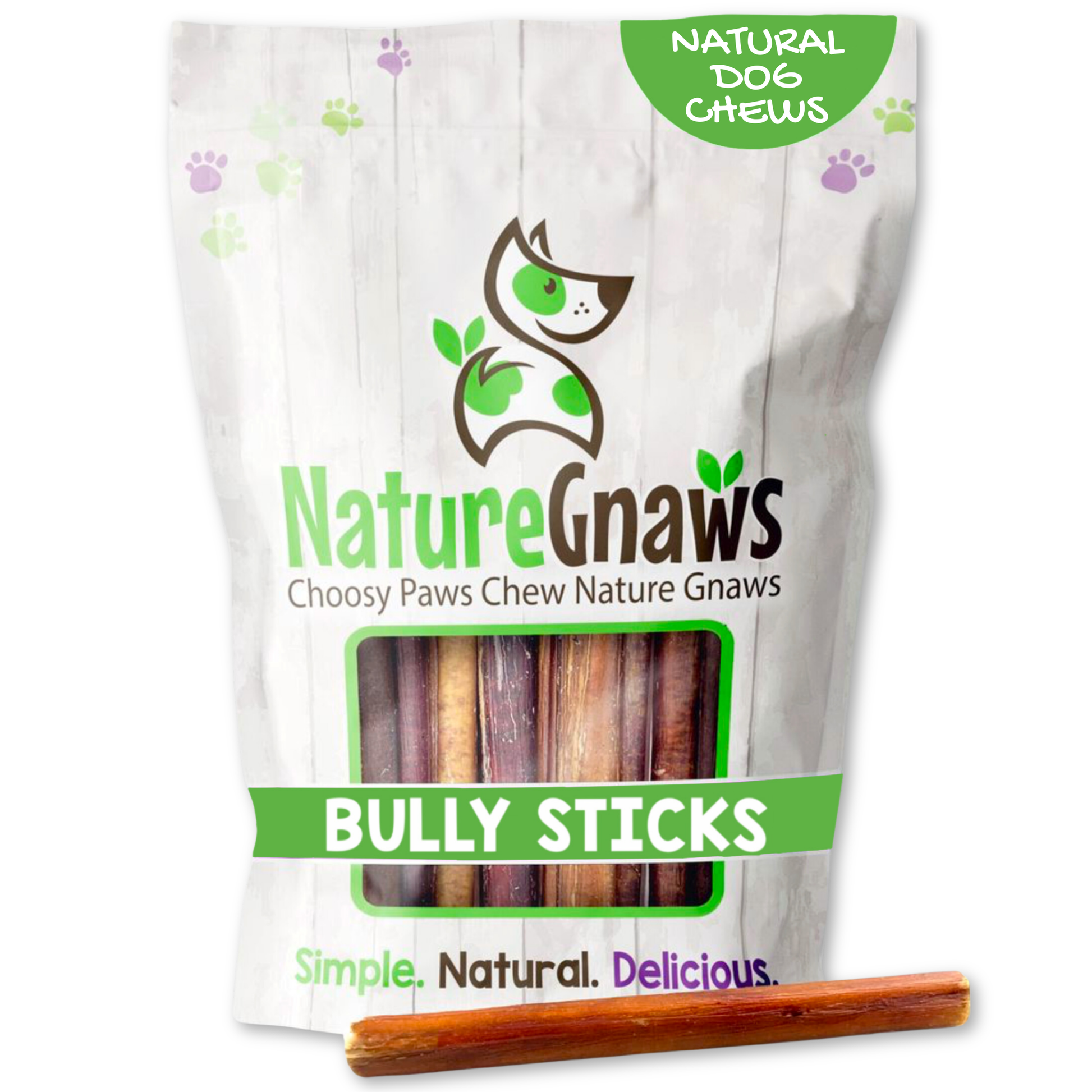 Nature Gnaws Small Bully Sticks, long-lasting dog chew bones.