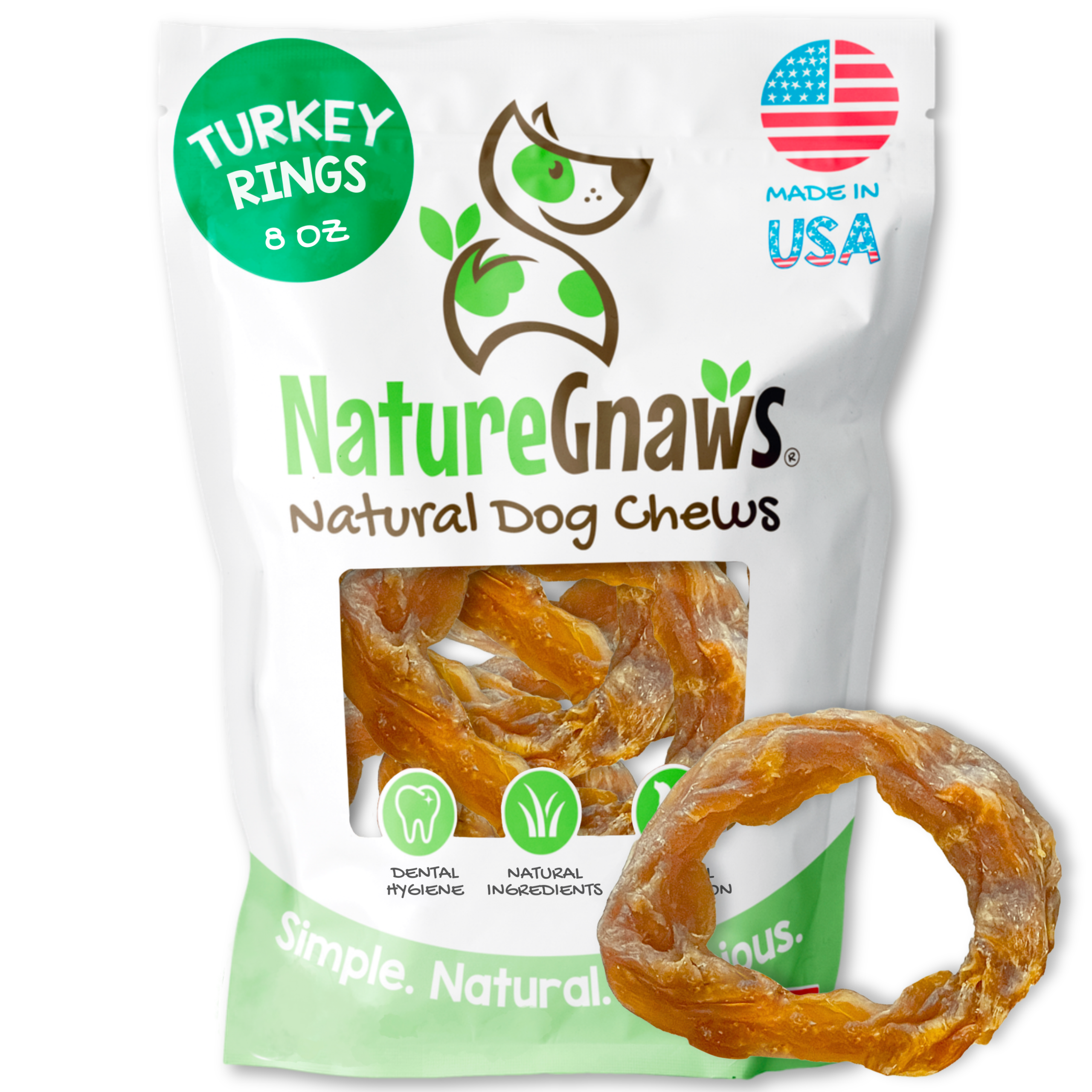 USA Turkey Rings (8oz) | Natural Dog Chew Treats | Nature Gnaws