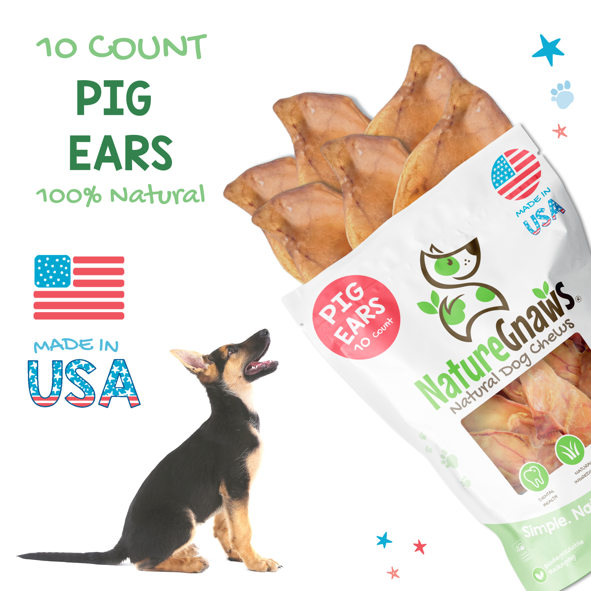 Nature Gnaws USA Pig Ears 10ct NatureGnaws