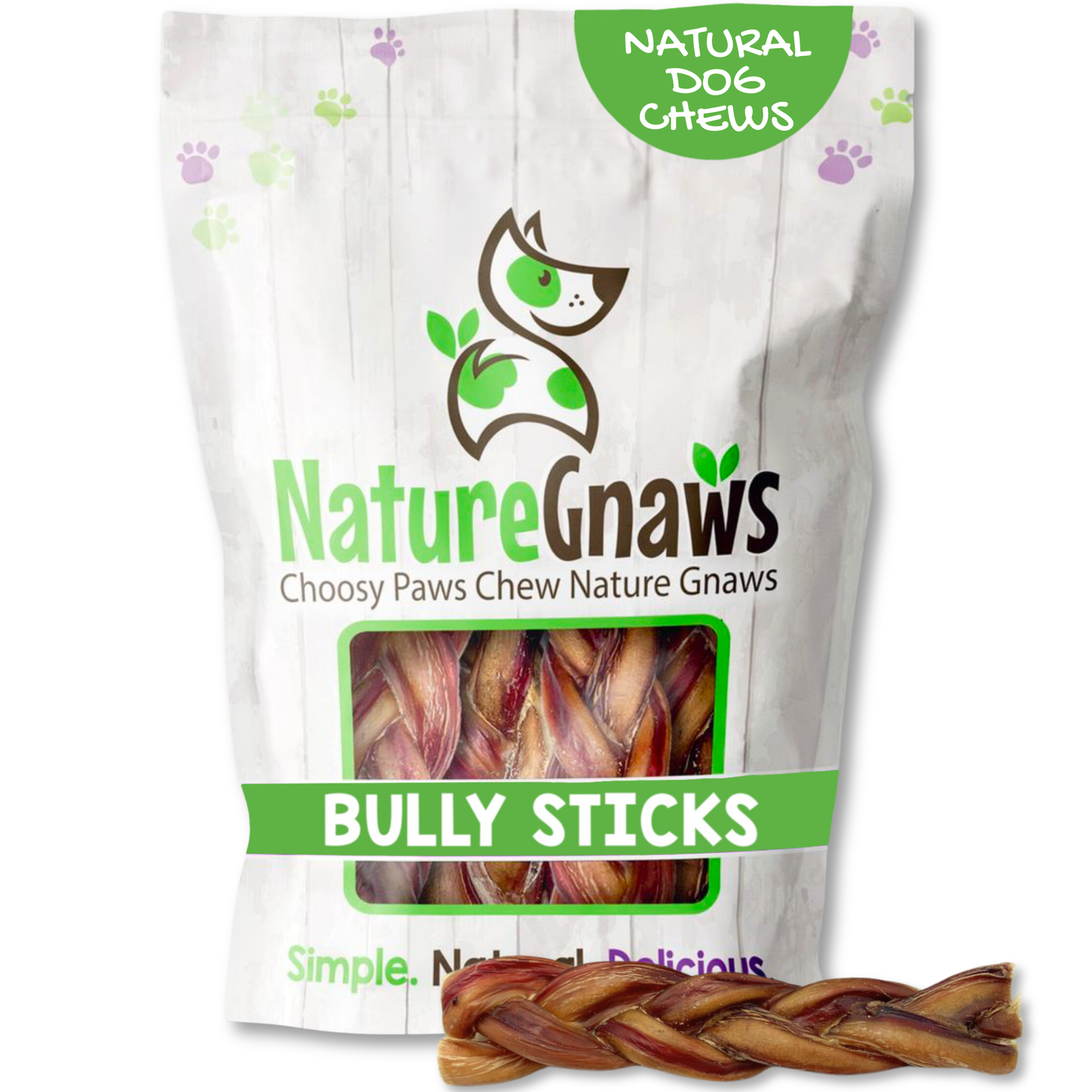 6 Braided Bully Sticks Treats for Dogs Natural Dog Chew Treats Nature Gnaws NatureGnaws