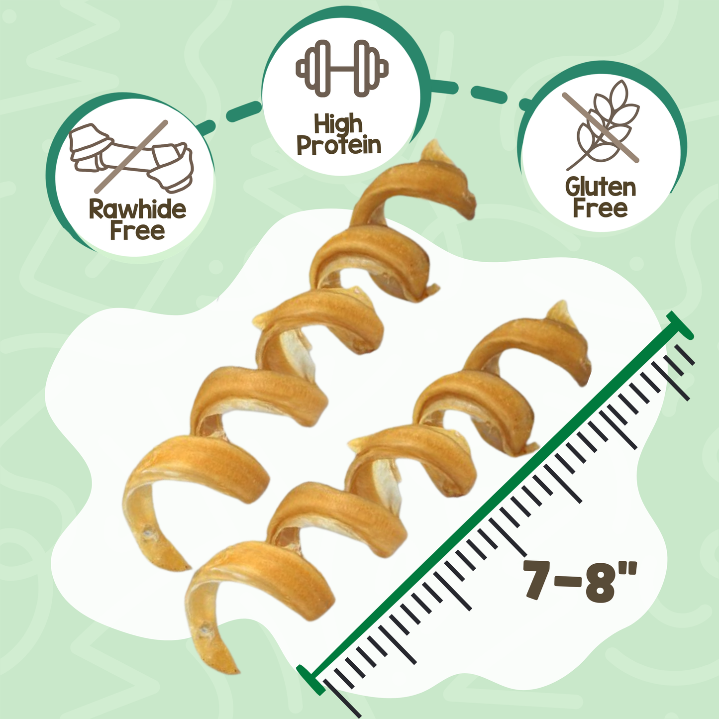 Bully Stick Springs 7-8" Natural Long-Lasting Dental Dog Chews