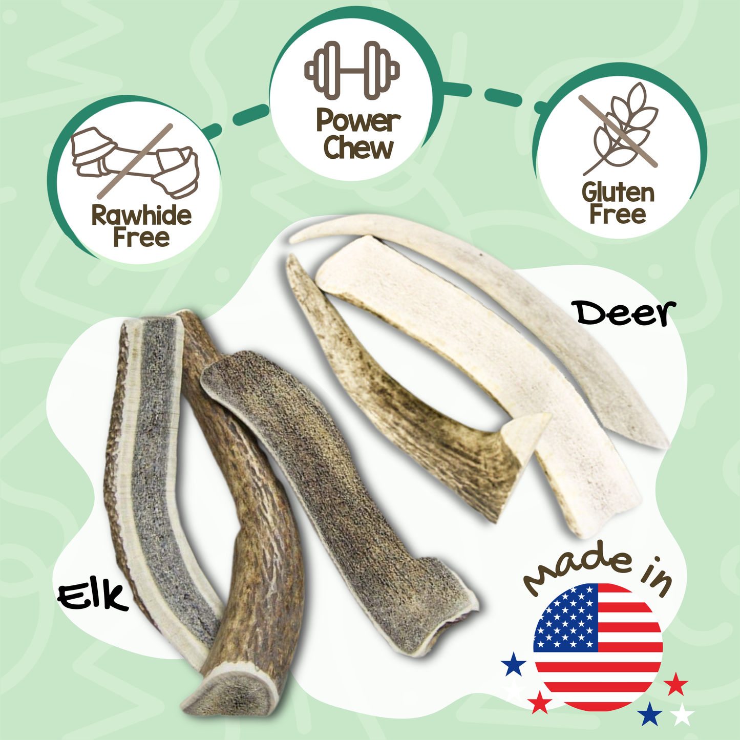 USA Antlers 4-7" – Long-Lasting Dental Dog Chews