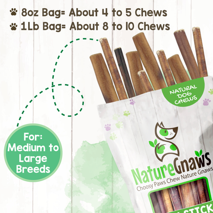 Mixed Thickness Bully Sticks 11-12" Long Lasting Dental Chews