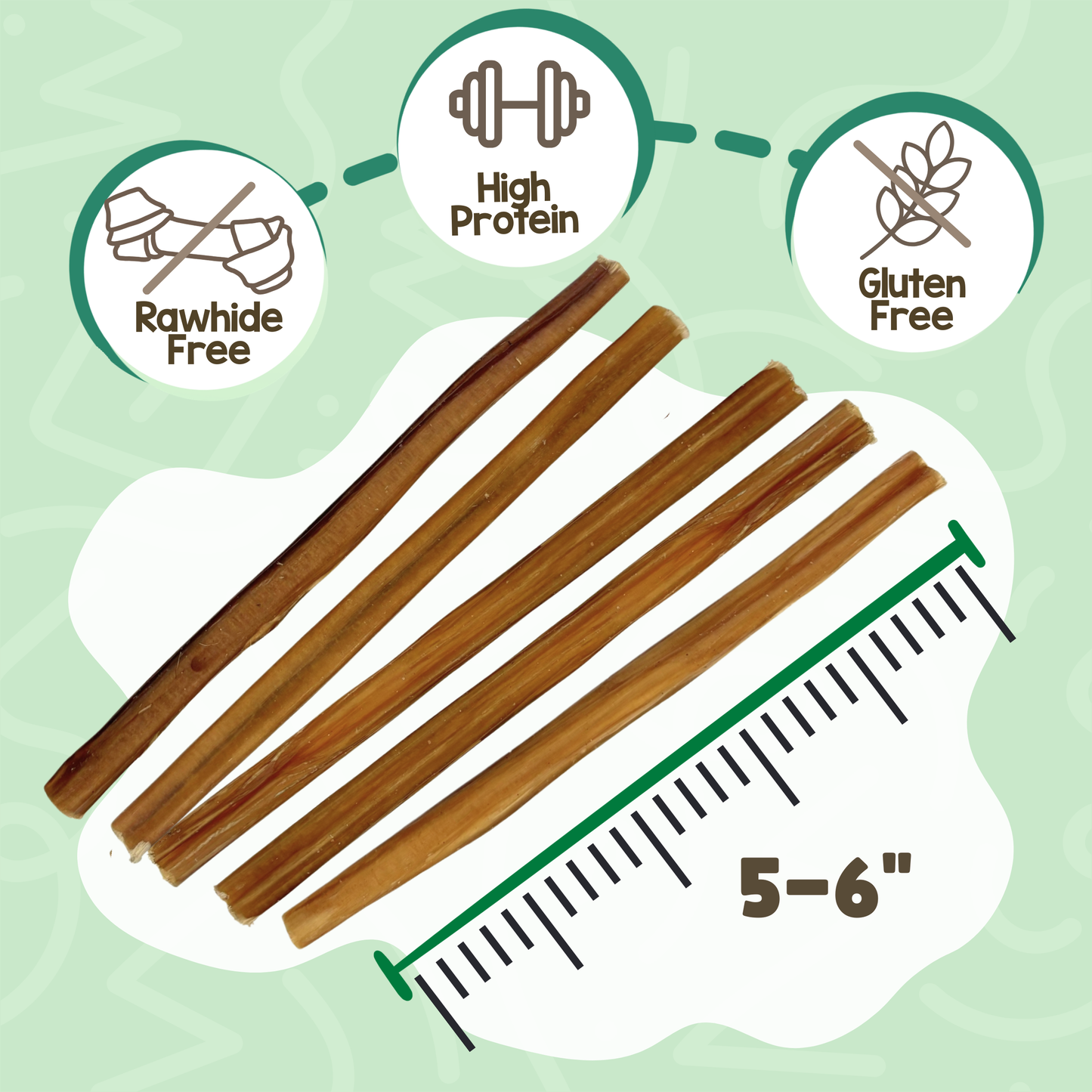 Extra Thin Bully Sticks 6" Long-Lasting Dental Dog Chews