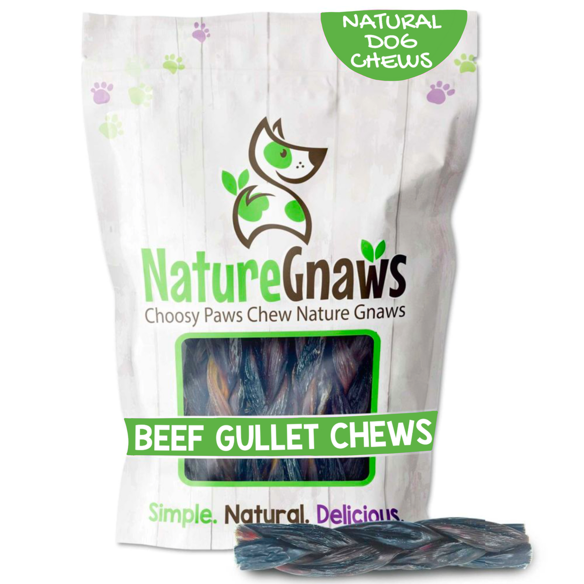 Braided Beef Gullet Chews | Natural Dog Chew Treats | Nature Gnaws
