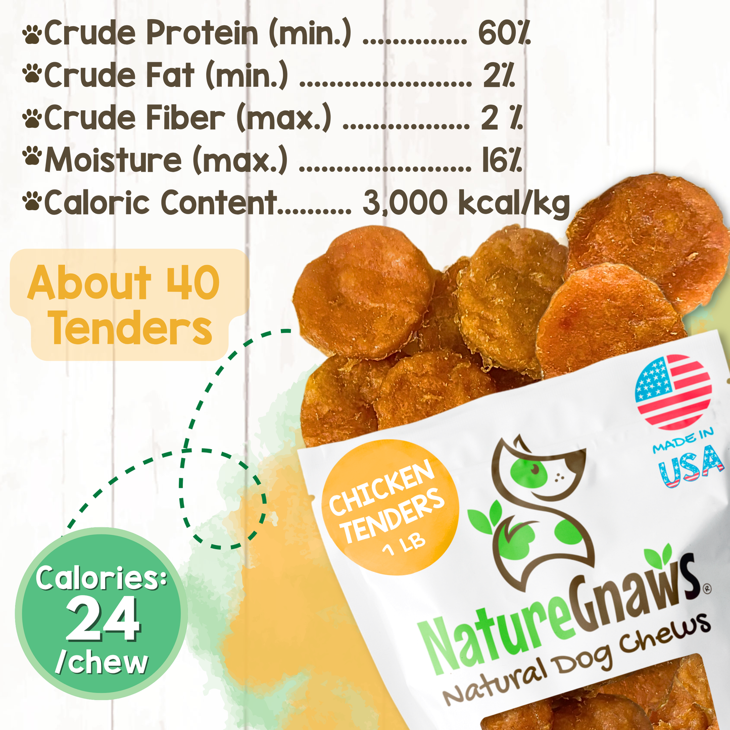 USA Crunchy Tenders 1lb Natural Dental & Training Chews