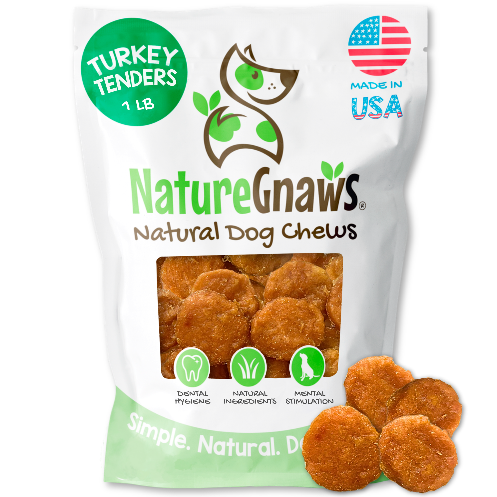 USA Turkey Tenders 1lb| Natural Dog Chew Treats | Nature Gnaws