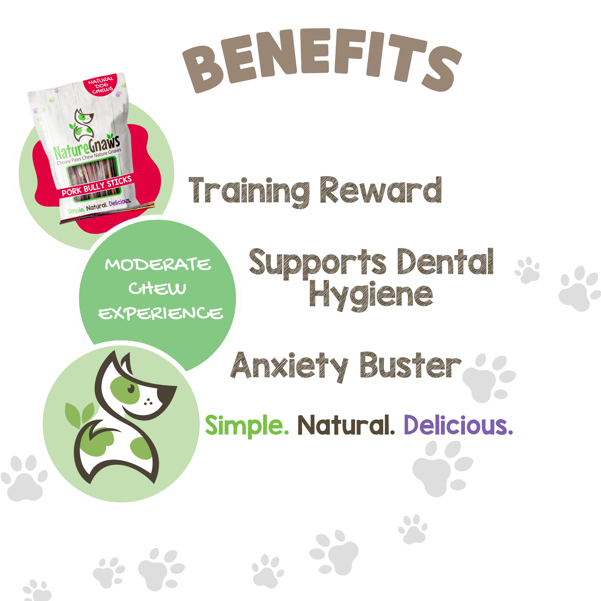 6 Pork Bully Sticks Natural Dog Chew Treats Nature Gnaws NatureGnaws