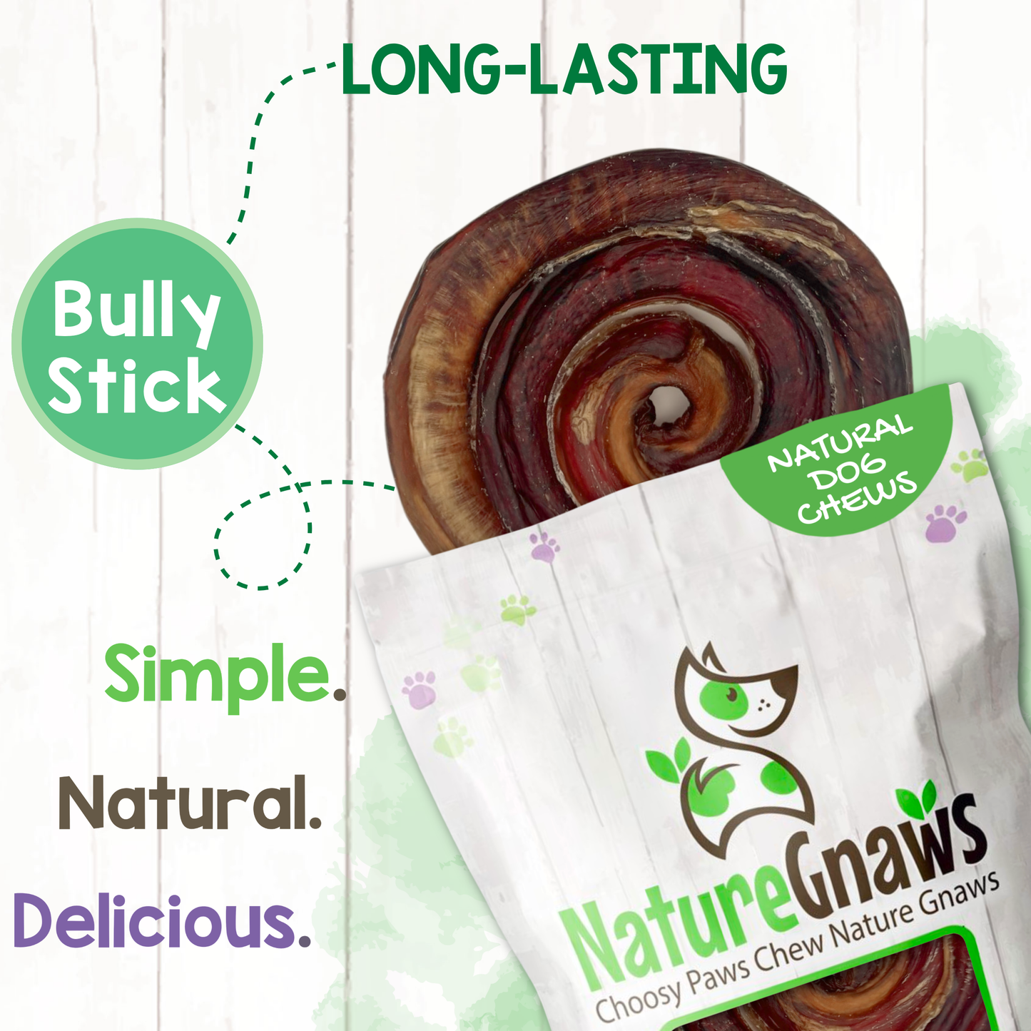 Beef Bully Coil Natural Long-lasting Dental Chew