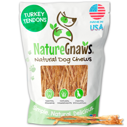 usa made turkey tendon chews and treats for dog of all sizes