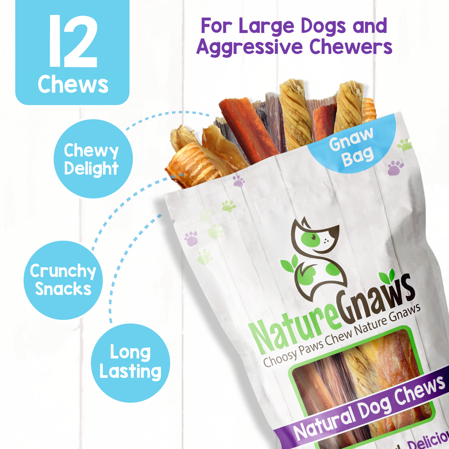Gnaw Bag Variety Pack for Large Dogs (12 Count)