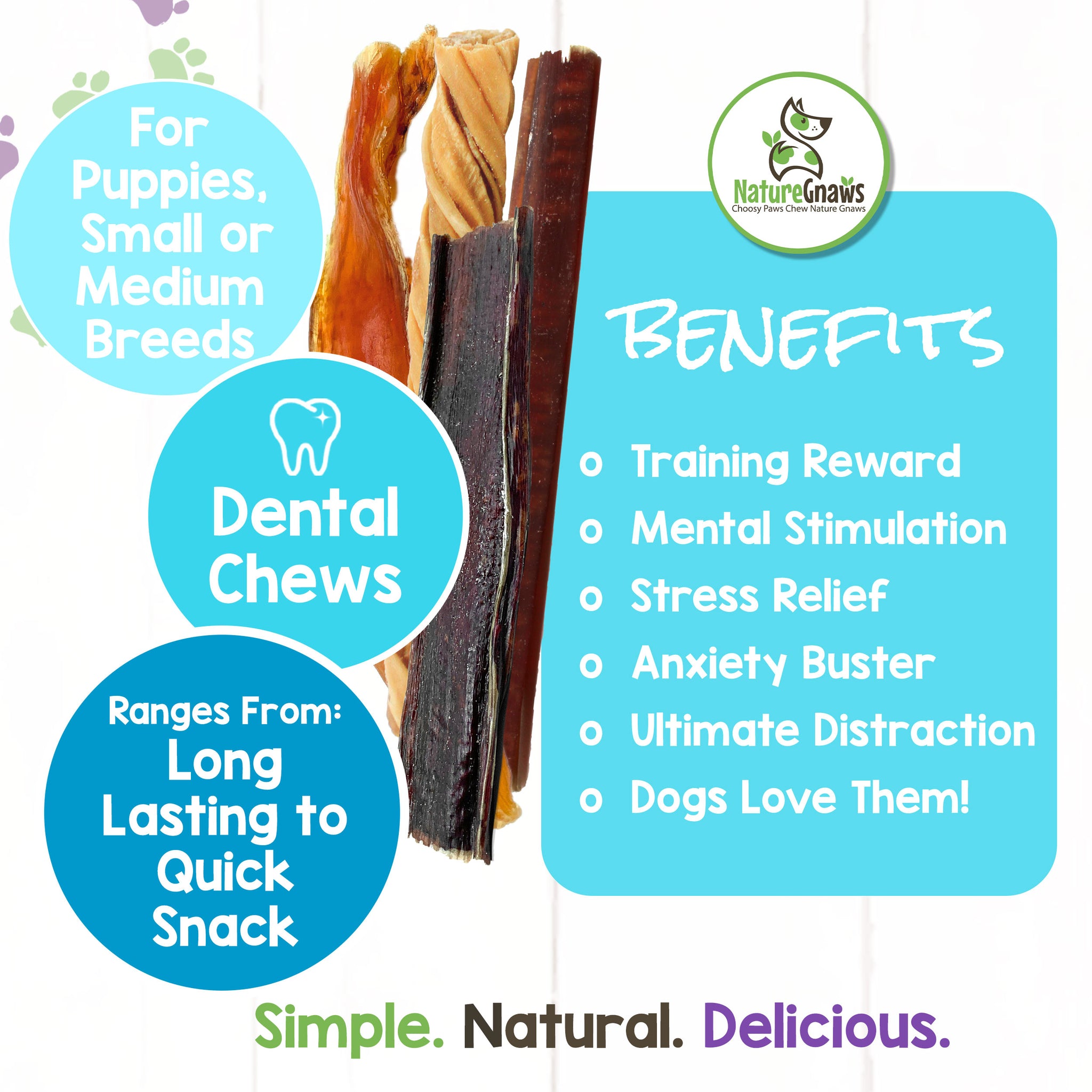 Small Dogs Variety Pack Natural Dog Chew Treats Nature Gnaws